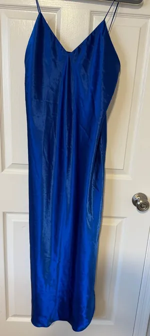 Vintage Frederick’s of Hollywood royal/cobalt-blue satin maxi slip nightgown thumbnail 1
