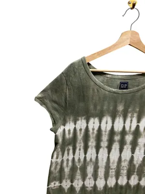 Gap Tie Dye T-Shirt Midi Dress Green Size XL Boho Casual Neutral Vacation Cute thumbnail 9