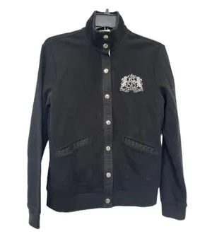 Lauren Ralph Lauren Womens Size Large Black Embroidered Logo Cardigan thumbnail 2