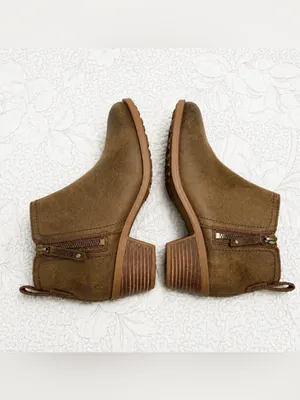 💥 TEVA Anaya Waterproof Leather Side Zip Ankle Boots Brown Women’s 7💛 thumbnail 5