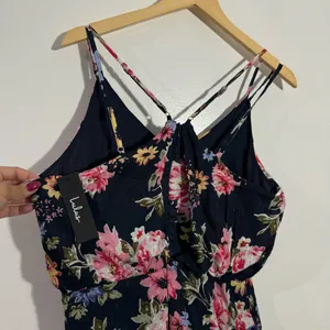 NWT Lulus Floral Fit & Flare Dress Crisscross Back Mini Summer Cottagecore Large thumbnail 5