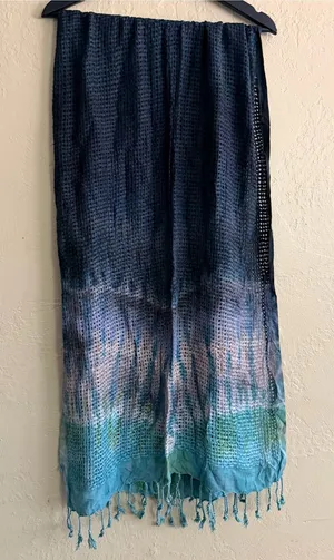 Lightweight Ombre Blue Crochet Scarf & Wrap thumbnail 1