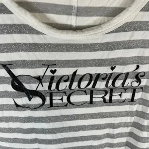 Victorias Secret Supermodel Essentials Striped Silver‎ Metallic Logo Top Medium thumbnail 4