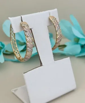 14K Gold Plated Women's Earring Hoop Round‎ thumbnail 1