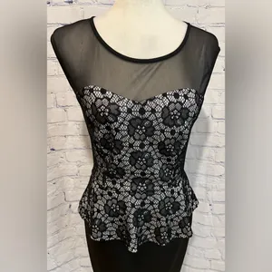 Enfocus Studio Womens Peplum Dress Size 8 Black Lace Sleeveless thumbnail 2