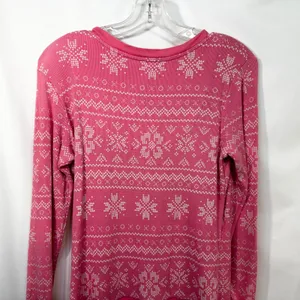 Victoria's Secret Large Sleep Romper Pink Y2K Long‎ Sleeve Thermal Argyle 1628 thumbnail 8
