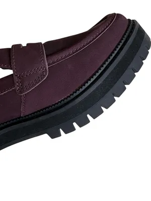 EUC Toms Leather Cara Loafers Deep Plum Size 7 thumbnail 5