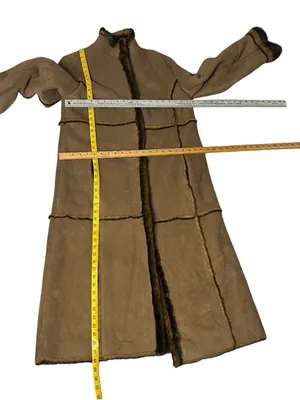 Faux Suede Coat Plush Vegan Fur Panel Stitching Fits Size Medium Y2K VINTAGE thumbnail 8