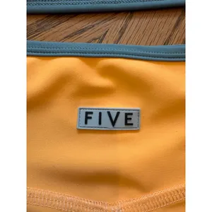 Five Dancewear Orange Blue Trim Crop Top Biker Shorts Set XXS Yoga Athletic thumbnail 9