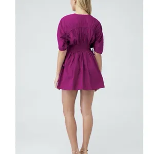 Misa Pink Los Angeles Camila Cinched Mini Dress Magenta Pink Pockets SMALL thumbnail 6