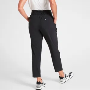 Athleta Skyline Pant II Paperbag Waist Pleated Tapered Black Belted Pants Size 2 thumbnail 2