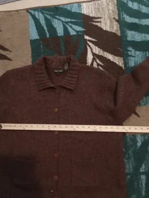 JEANNE Pierre Womens Wool Brown Collared Button Cardigan Sweater Grandpa Vintage thumbnail 7
