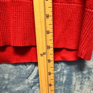 1803 | Ann Taylor LOFT Red Scoop Neck Cotton‎ Knit Pullover Sweater Women S thumbnail 4