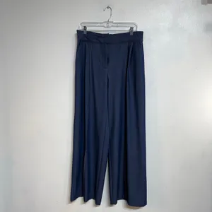 Zara Dark Chambray Wide Leg Trousers Sz M thumbnail 2