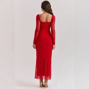 House of CB Katarina Scarlet Long Sleeve Maxi Dress thumbnail 7