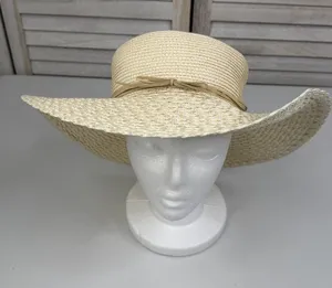 NINE WEST Women's Floppy Scalloped Woven Sunhat Beach Vacation Coastal-OS thumbnail 1