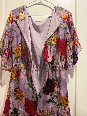 Alice‎ + Olivia Katrina Silk Blend Dress In Water Lotus Lavander Size S/M thumbnail 8
