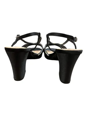 Nina Bonney Rhinestone Mesh Block Heel Sandals Black Size 8M NIB thumbnail 8