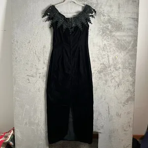 Vintage Black Lace Evening Gown Dress Gothic Victorian Dark Romance Witchy Y2K 8 thumbnail 5