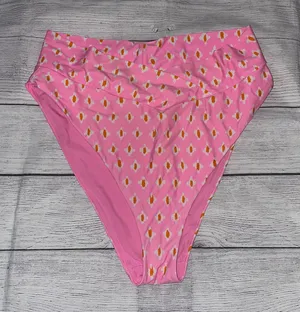 Aerie Pink and Orange Patterned Bikini Bottom thumbnail 1