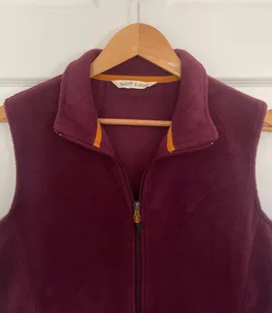 Woolrich Burgundy Fleece Zipper Vest thumbnail 2