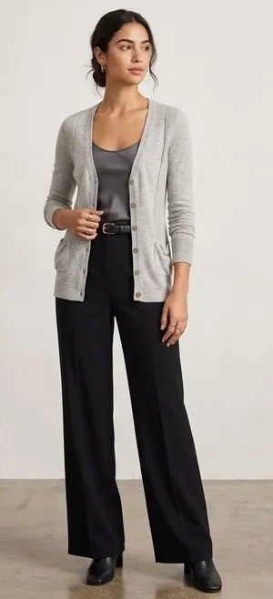 Guinevere X Anthropologie Grey Wool & Silk Blend Cardigan Size Small thumbnail 1