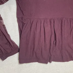 Free People | Penny Embellished-Sleeve Top In Wine | Small thumbnail 5