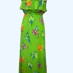 Old Navy Green Floral Chiffon Strapless Flounce Maxi Dress Size XS EUC thumbnail 5