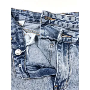 White Fox Small Blue Acid Wash Crossover Waist Straight Leg Jeans STAINED thumbnail 7