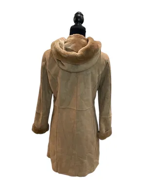 Calvin Klein Tan Hooded Faux Shearling Peacoat thumbnail 6