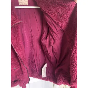 Free People We The Free So Cozy Slouch Moto Jacket Burgundy Oversized S thumbnail 10