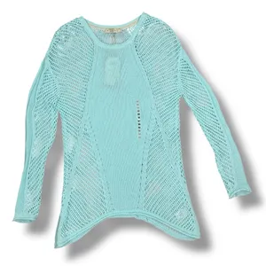 Paradise Shores Open Knit Mesh‎ Beach Sweater Swim Cover Aqua Green Medium thumbnail 12