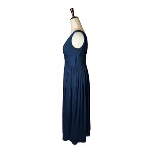 ML Monique Lhuillier Dress Women 6 Navy Blue‎ Chiffon Pleated Fit And Flare Gown thumbnail 5