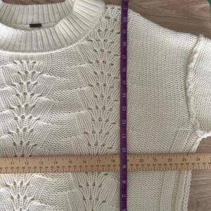 Free People XL Bell Song Sweater Ivory Boxy Fit Relaxed Rib Thick Crew Neck thumbnail 8