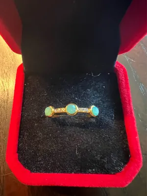 Gorgeous Golden with Gemstone Ring Size 7 Gold thumbnail 1