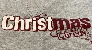 Christmas begins with Christ grey T-shirt size L thumbnail 2