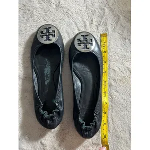 Tory Burch Womens Black Leather Minnie Travel Ballet Flats W/ Logo Medallion thumbnail 9