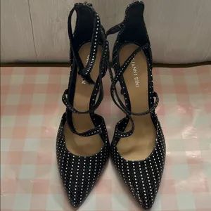 Giani Bernini  Black  polka withCrisscross Studded Heels thumbnail 4