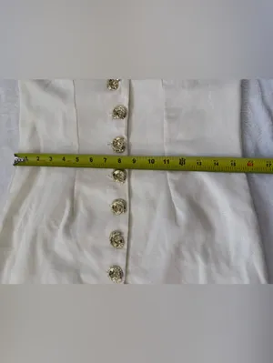 SHEIN Cream Halter Midi Dress Gold Button Detail Open Back Size M NWOT thumbnail 11
