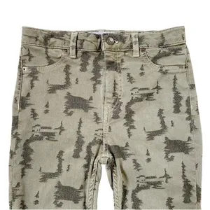 Free‎ People Women's Green Long and Lean Edgy Camo Skinny Denim Jeans - 27 thumbnail 4