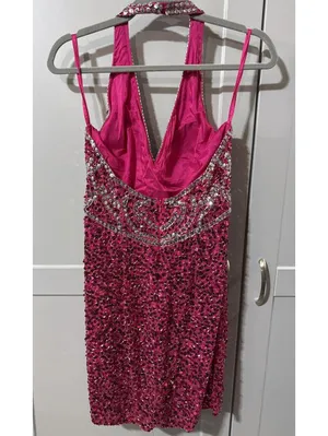 Sparkle Like You Mean It! Hot Pink Sequin Vintage Cocktail Dress thumbnail 3