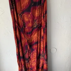 Jane Ashley Dress Vintage Large Red Orange Leaf Print Fall Sleeveless Maxi Boho‎ thumbnail 10