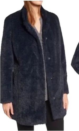 Kenneth Cole New York faux fur Teddy coat snaps closure size M Black thumbnail 1