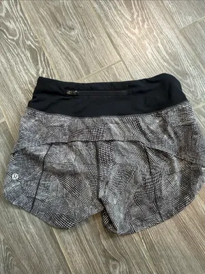 Lululemon High-Waist Black Patterned Women's Speed Shorts size 2 TALL thumbnail 4