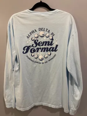 Comfort Colors Alpha Delta Pi 2018 Semi Formal Long Sleeve Pocket Tee Light Blue thumbnail 2