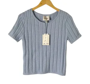 Industry‎ Low Tide Cable Knit Short Sleeve Sweater Size Medium thumbnail 1