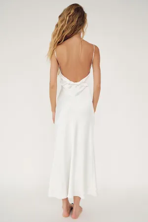 ZARA dress maxi satin rhinstone bow wedding slip on evening party coctail thumbnail 8