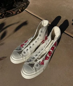 Converse Women’s Size 10 Pre loved men’s Chuck 70 High Top Comme des Garcons Play Multi Heart 9 thumbnail 1
