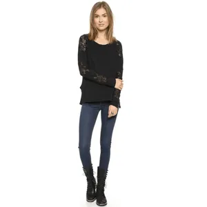 Free People Black Lace Outer Sunset Open Back Tunic Long Sleeve Top M thumbnail 14