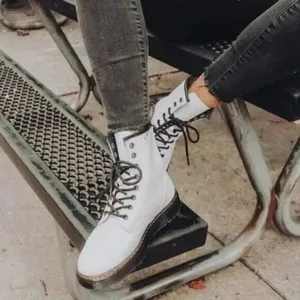 DR.Martens 1460 Lace Up Boots in White Smooth Leather US 8 thumbnail 2